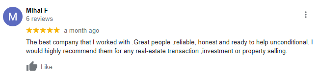 Home Reviews of Mihai F for real estate solutions.
