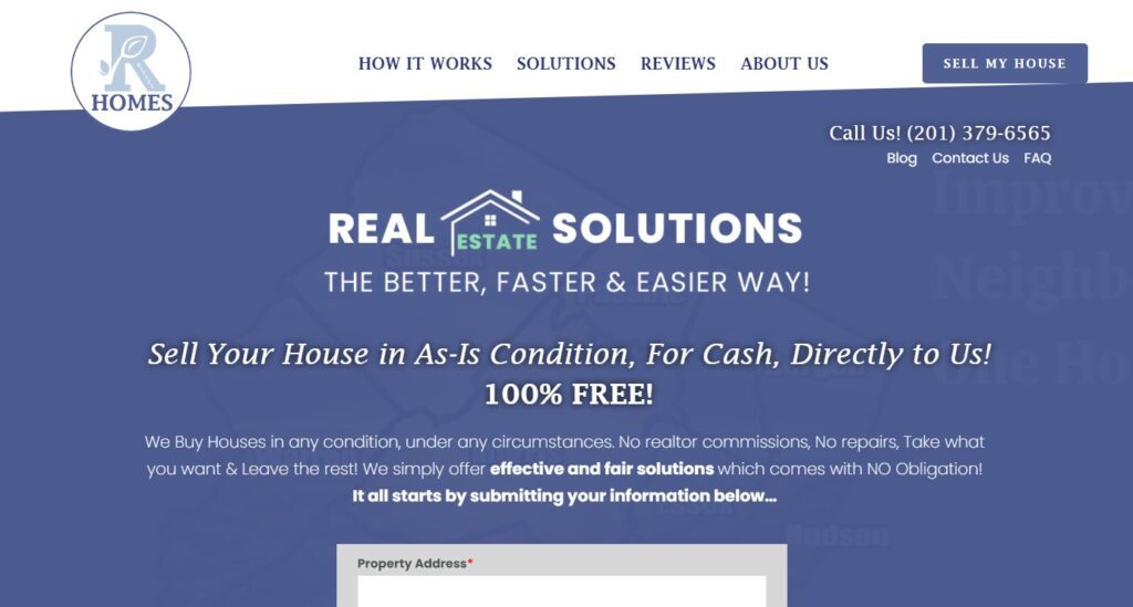 A homepage banner of Ritsel Homes.