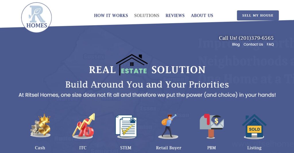 A banner that says real estate solution, build around you and your priorities.