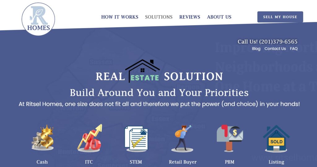 Real estate solution page banner of Ritsel Homes.